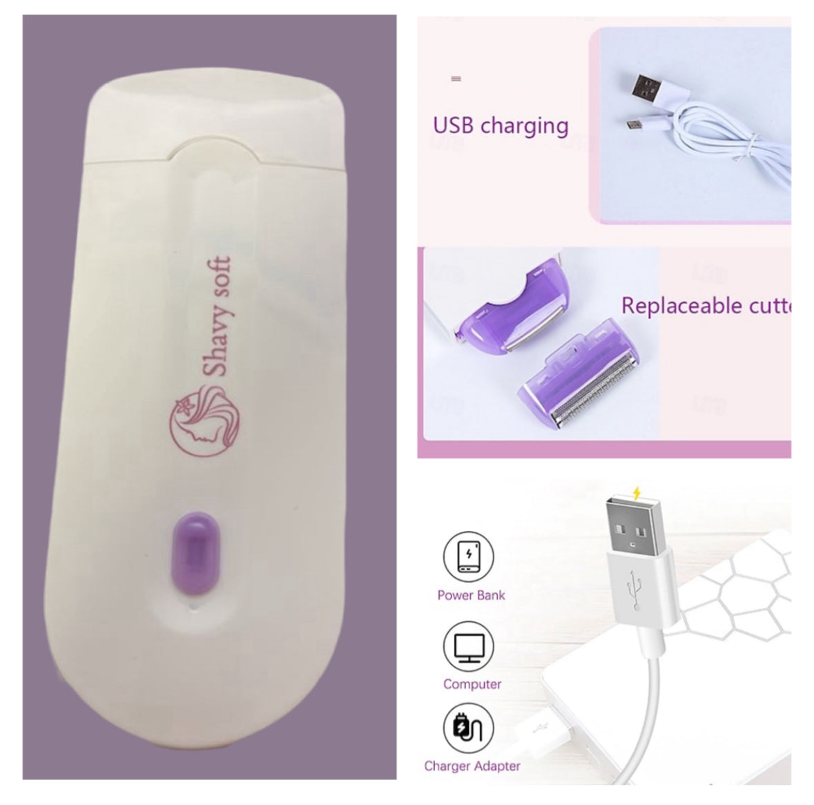 🏷️ Appareil rechargeable, rasage sans douleur visage et corps pour tous types de peaux. - Beauty Diams .com