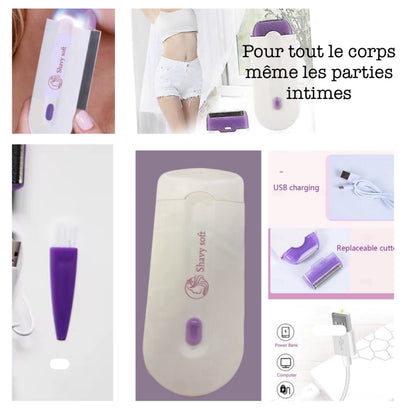 🏷️ Appareil rechargeable, rasage sans douleur visage et corps pour tous types de peaux. - Beauty Diams .com