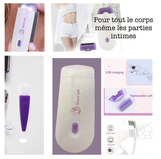 🏷️ Appareil rechargeable, rasage sans douleur visage et corps pour tous types de peaux. - Beauty Diams .com